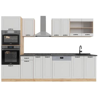 Vicco Cuisine avec armoire haute pt anthracite blanc campagnard 300x81,6cm - Publicité Vicco Cuisine avec armoire haute pt anthracite blanc campagnard 300x81,6cm - Publicité