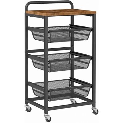 VASAGLE Chariot de rangement à 4 niveaux 31,7 x 40 x 76 cm marron et noir - Publicité VASAGLE Chariot de rangement à 4 niveaux 31,7 x 40 x 76 cm marron et noir - Publicité
