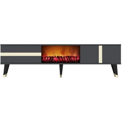 Concept Usine Meuble tv avec cheminée led 150cm gris anthracite - Publicité Concept Usine Meuble tv avec cheminée led 150cm gris anthracite - Publicité
