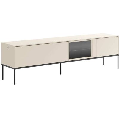 Selsey Meuble tv bas avec vitrine en verre éclairée 196 cm, crème - Publicité Selsey Meuble tv bas avec vitrine en verre éclairée 196 cm, crème - Publicité