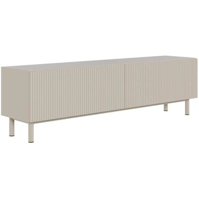 Selsey Meuble tv avec façade à rainures, greige, 140 cm - Publicité Selsey Meuble tv avec façade à rainures, greige, 140 cm - Publicité