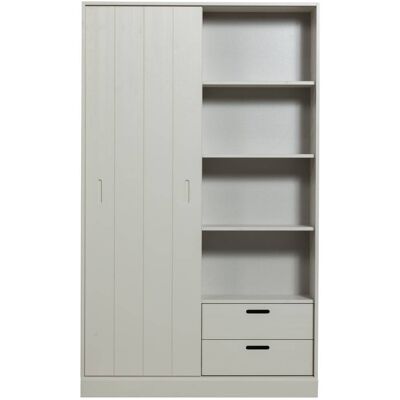 WOOOD Armoire 1 porte coulissante en bois de pin gris - Publicité WOOOD Armoire 1 porte coulissante en bois de pin gris - Publicité