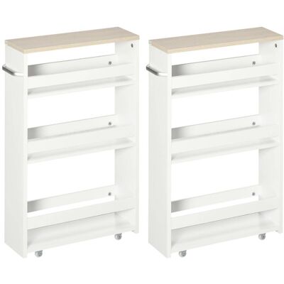 Kleankin Chariot de rangement sur roulettes métal blanc - Publicité Kleankin Chariot de rangement sur roulettes métal blanc - Publicité