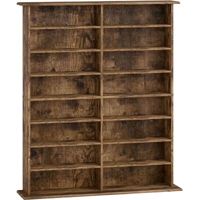 Homcom Meuble de rangement multimédia avec 16 compartiments marron - Publicité Homcom Meuble de rangement multimédia avec 16 compartiments marron - Publicité