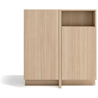 Herdasa Buffet rangement 1 niche 2 portes placard finition noyer clair - Publicité Herdasa Buffet rangement 1 niche 2 portes placard finition noyer clair - Publicité