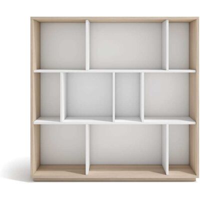 Herdasa Bibliothèque en mélaminé noyer clair et blanc 117x119x32 cm - Publicité Herdasa Bibliothèque en mélaminé noyer clair et blanc 117x119x32 cm - Publicité