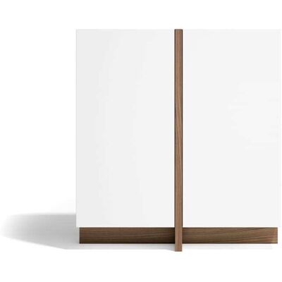 Herdasa Buffet de rangement 2 portes en placard finition noyer et blanc - Publicité Herdasa Buffet de rangement 2 portes en placard finition noyer et blanc - Publicité
