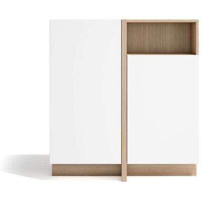 Herdasa Buffet rangement 1 niche 2 portes placard finition noyer clair blanc - Publicité Herdasa Buffet rangement 1 niche 2 portes placard finition noyer clair blanc - Publicité