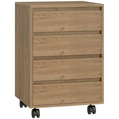 Homcom Classeur de bureau 4 tiroirs à roulettes bois marron - Publicité Homcom Classeur de bureau 4 tiroirs à roulettes bois marron - Publicité