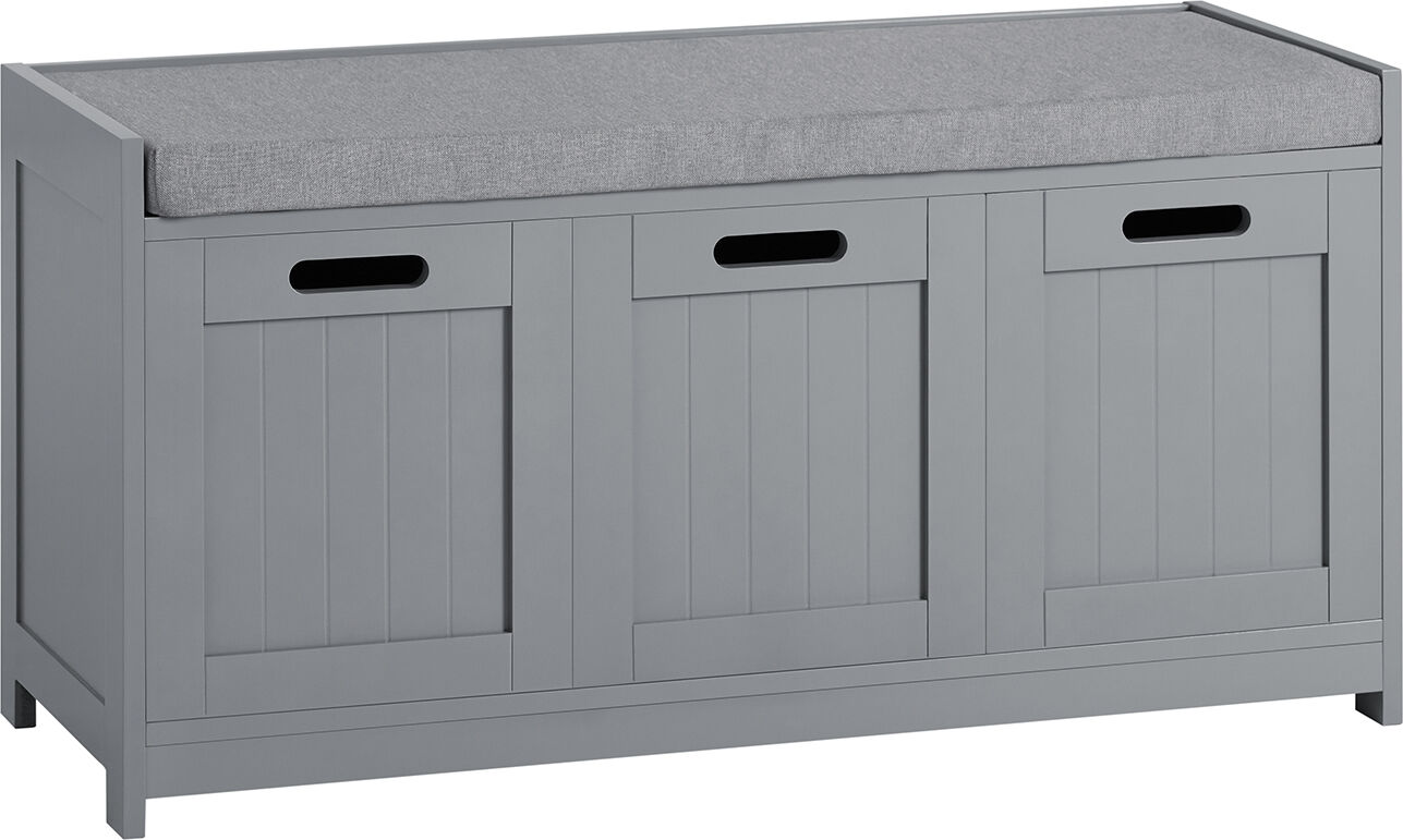 SoBuy Banc de rangement avec 2 portes 1 cube effet bois gris