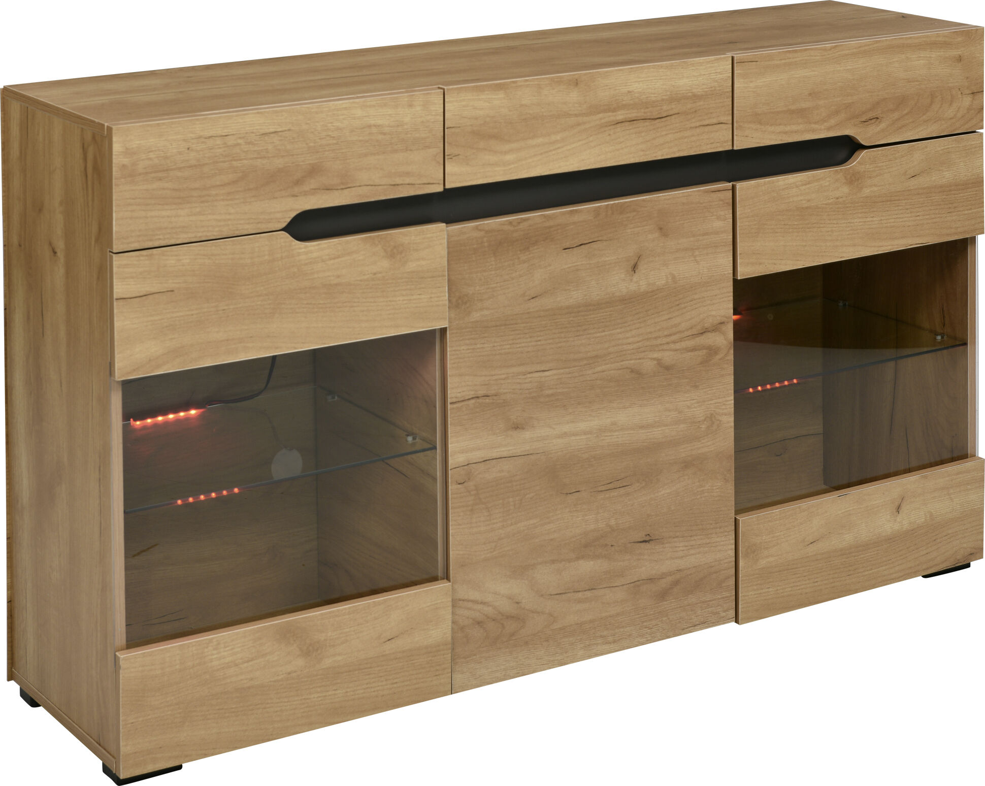 Urban Meuble Buffet LED Meuble de salon 3 portes 3 tiroirs Commode