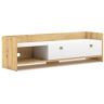 Calicosy Meuble TV 2 niches et porte rabattable effet bois - L140 x H37 cm