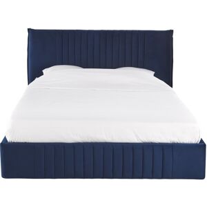 Maisons du Monde Lit coffre 140x190 avec sommier a lattes en velours bleu