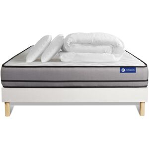 Actisom Pack pret a dormir 200x200 cm sommier kit blanc