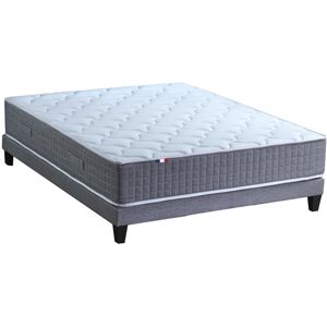 Idliterie Ensemble matelas ressort 7 zones sommier gris 140x190