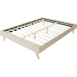 Usinestreet Cadre de lit avec sommier a lattes - Beige - Largeur 160 cm