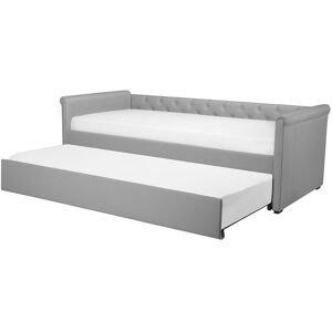 Beliani Lit gigogne en tissu gris 90x200