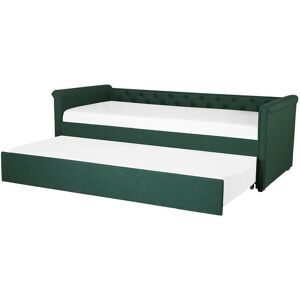 Beliani Lit gigogne en tissu vert fonce 80 x 200 cm