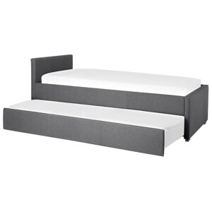 Beliani Lit gigogne en tissu gris 90x200