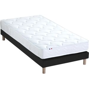 Idliterie Ensemble matelas mousse ferme sommier noir 90x190