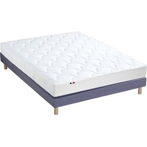 Idliterie Ensemble matelas mousse ferme sommier bleu 140x190