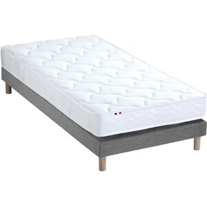 Idliterie Ensemble matelas mousse ferme sommier gris 90x190