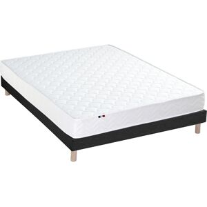 Idliterie Ensemble matelas mousse ferme sommier noir 140x190