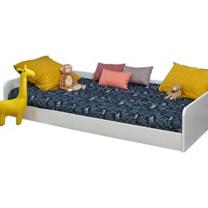 ID Kids Lit avec barriere bois massif blanc 90x190 cm