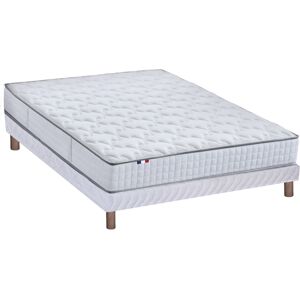 Idliterie Ensemble matelas ressort memoire forme sommier blanc 140x190