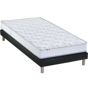 Idliterie Ensemble Matelas memoire de forme sommier noir 90x190