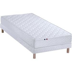 Idliterie Ensemble matelas ressorts fermes sommier blanc 90x190