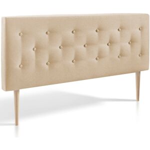 HOMN Tete de lit 160x100 cm, capitonnee tissu beige, l'epaisseur de 8 cm