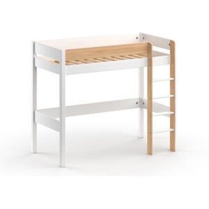 Nateo Concept Lit mezzanine 90x190 en Pin massif Blanc et Bois