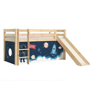 Vipack Lit mi-hauteur 90x200 toboggan sommier inclus housse space naturel