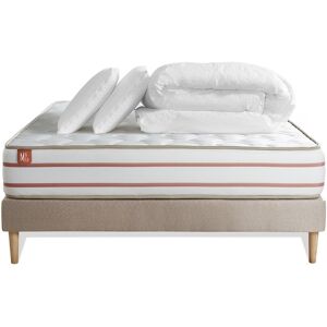 Marmottes & Co Pack matelas sommier kit 140x190 oreiller couette