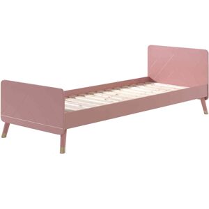 Terre de Nuit Lit 90x200 en bois massif rose table de chevet rose 2 tiroirs