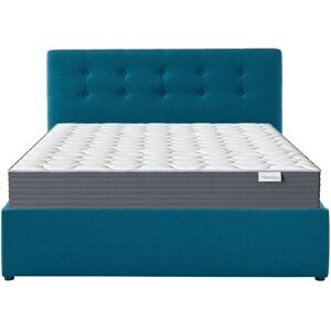 Homifab Pack lit coffre adulte 140x190 + matelas + tete de lit - bleu canard