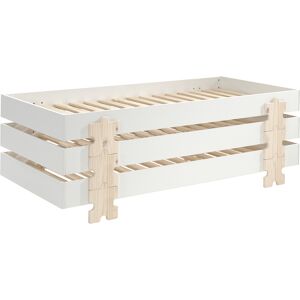 Vipack Lot de 3 lit empilable 90x200 sommier inclus blanc