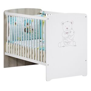 Baby Price Lit bebe 120x60 serigraphie taupe en bois blanc