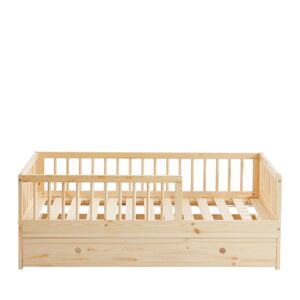 Drawer Cadre de lit pour enfant en bois massif avec tiroir 70x140cm bois clai