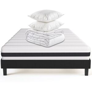 HBEDDING Pack matelas 140x190 + sommier + couette + oreillers