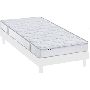 Idliterie Matelas Mousse Haute Resilience + Sommier Kit Blanc 90x190