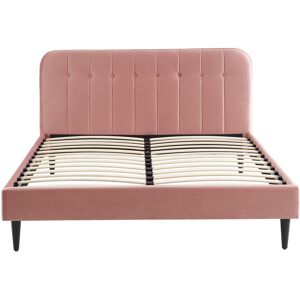 Drawer Lit matelasse en velours 160x200cm vieux rose