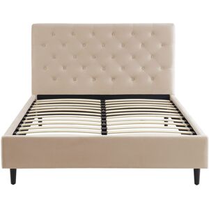 Baita Lit capitonne en velours 140x190 cm beige