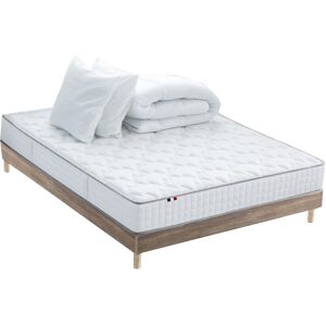 Idliterie Ensemble Matelas Ressort + Sommier Kit + couette + Oreiller 140x190