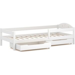 WNM Group Lit simple en pin massif 180x80 blanc