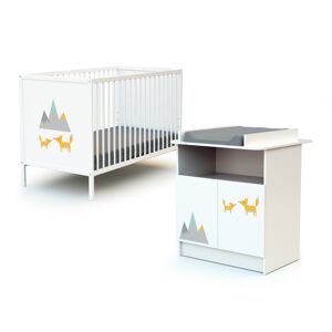 Webaby Chambre bebe lit et commode a langer en bois Renard