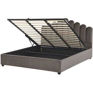 Beliani Lit double en tissu noir 180x200