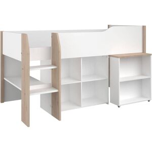 CAMIF Lit combine 90 x 200 cm avec bureau effet bois et blanc