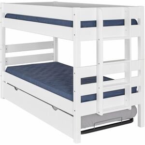 ID Kids Pack lit superpose gigogne avec 3 matelas bois massif blanc 90x190 cm